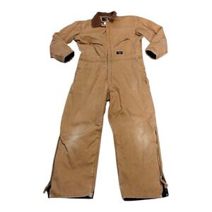 Walls Workwear Coveralls Men Sz L Reg Brown Duck Canvas Insulated Quilted Suit